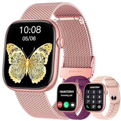 Image of Smart Watch Women Fitness Tracker: Lady Smartwatch for Android IOS Phone IP67 Waterproof Blood Oxygen Heart Rate Sleep Monitor Answer Make Call Step Counter Touchscreen Sport Bluetooth Pink Slim Watch