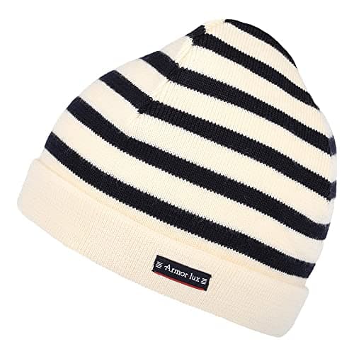 Image of Armor Lux Lannion Pure Wool Striped Beanie - Natural 1-Size