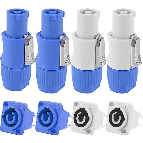 Image of Xiatiaosann for Powercon Connector 3 Pin Male Panel Mount Female for Neutrik Power Cable, AC 250V 20A Plug Jack Adapter for Stage Light LED Screen Audio Equipment, 8 Pcs