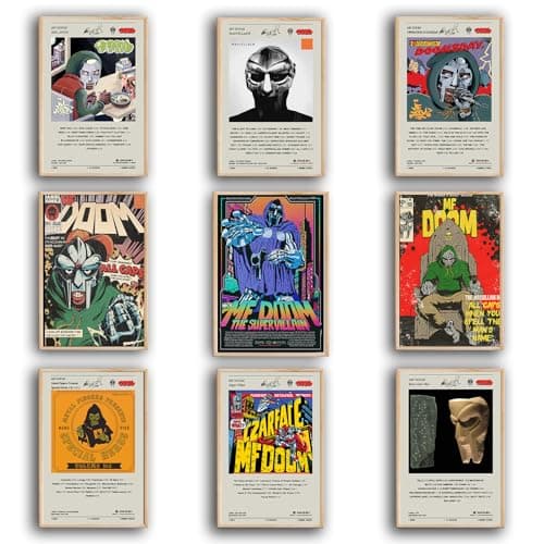 Image of LSPDAG MF DOOM Poster Set of 9 Album Cover Posters 8 by 12 inch Music Posters for Room Aesthetic Canvas Wall Art for Teens Room Decor UNFRAMED (MF DOOM)