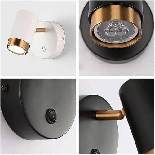 Image of OZBMA Adjustable Wall Spotlight - Sleek Bedside Reading Lamp with Switch (Dark A)