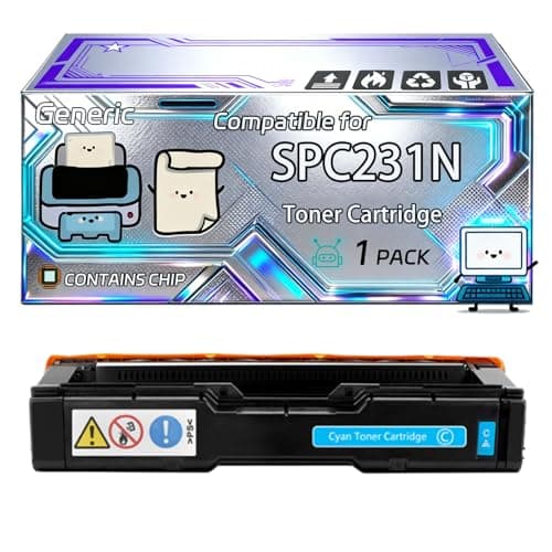Image of SPC231N Toner Cartridge Compatible for Ricoh Aficio SPC231N SPC340DN SPC432DN Printers, With Chip, 6500 Pages, Vibrant Colours (1 Pack Cyan)