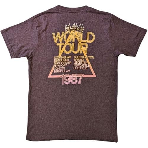 Image of Def Leppard T Shirt Hysteria World Tour Band Logo Official Unisex Brown XXL