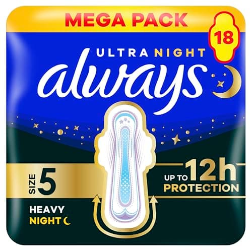 Image of Always Ultra Sanitary Towels Secure Night Extra (Size 5) with Wings 18 Pads, Super Absorbent and Ultra Thin, for Menstrual Periods, Pack of 4