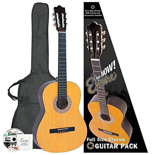 Image of Encore ENC44OFT Natural Wood Full Size Classic Guitar Outfit