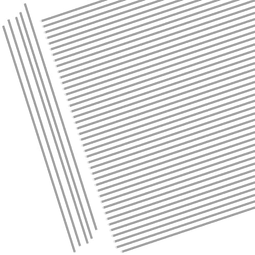 Image of Mardatt 50Pcs Stainless Steel Round Rod Set, 0.5mm x 400mm Hard Steel Straight Spring Wire Straight Music Wire for DIY Crafts Model Car Industry Metal Working