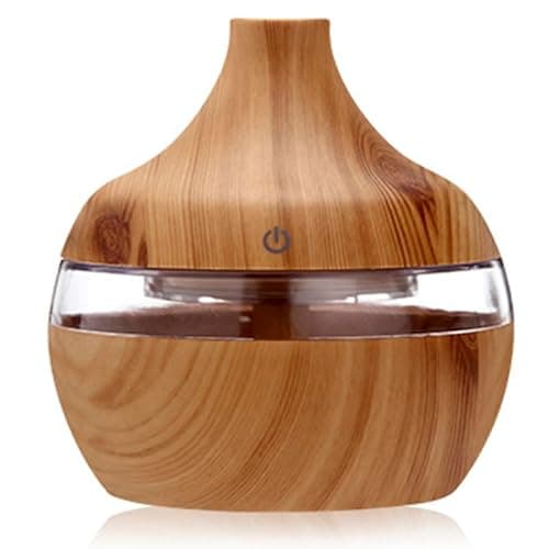 Image of 300ml Essential Oil Diffusers, Aromatherapy Diffuser Oil Humidifiers for Home, Aroma Diffuser for Room, Vaporizer Humidifier Oil 7 Colors LED Light Room Fresheners for Home (Brown)