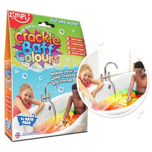 Image of ZIMPLI - Crackle Baff Colours, 6 Bath Pack, Magically makes your water Crackle, Pop & Change Colour, Educational & Learning Toy, Sensory Play for all ages, Red, Blue, Yellow