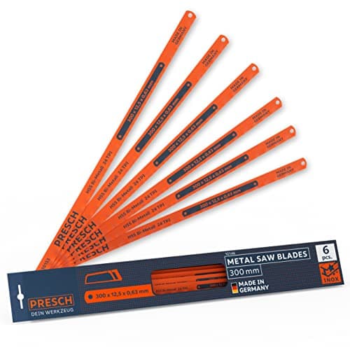 Image of Presch Hacksaw blades 300mm 6 pcs - Handsaw edges for 300mm hacksaws - Bi-metal saw edge 300 mm with HSS sawing edge for non-ferrous metals (copper), stainless steels, plastics