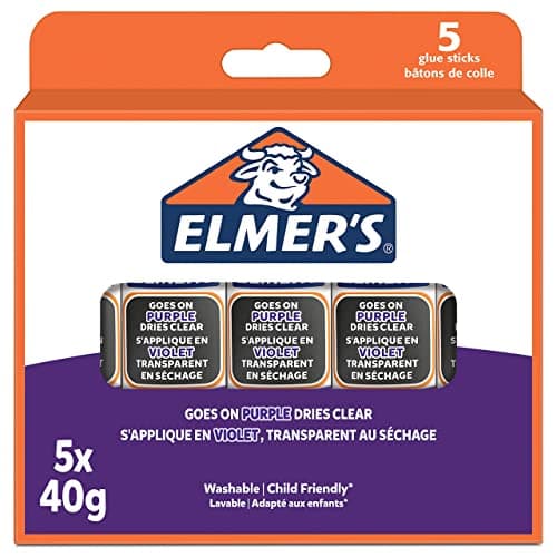 Image of Elmer's Disappearing Purple Glue Sticks | Dries Clear | Great for Schools & Crafting | Washable & Child-Friendly | 40g | 5 Count
