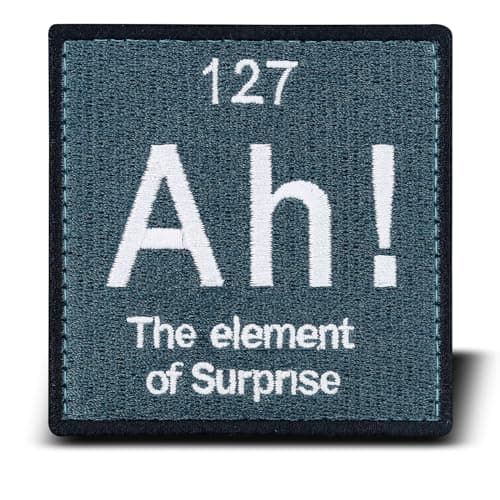 Image of backtime Ah! The Element of Surprise Embroidered Patch, Morale Patch with Hook Fastener Backing, Funny Applique Humor Patch Military for Backpacks, Vests, Helmet