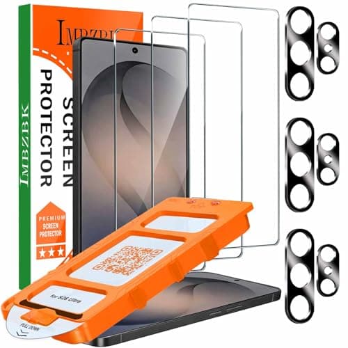Image of IMBZBK 3 Pack Screen Protector for Samsung Galaxy S26 Ultra [6.9 INCH] Accessories, Auto-Dust Removal, Military Grade Shatterproof, Case Friendly Film, 3 Tempered Glass Camera Lens Protector