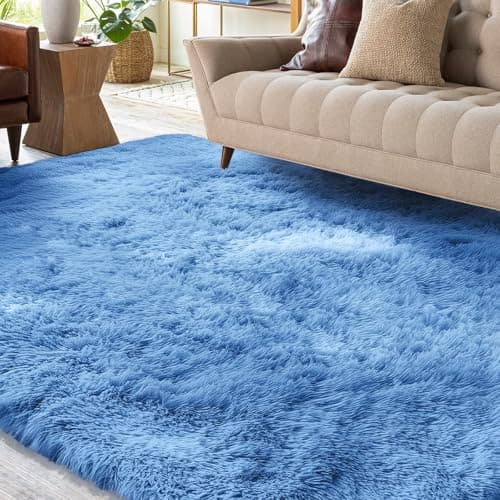 Image of XSIVOD Area Rug Living Room, Ultra Soft Bedroom Floor Carpet, Luxury Fluffy Shag Lounge Rug Ideal for Bedroom, Nursery, Kids Baby Room, 80x160cm, Sky Blue