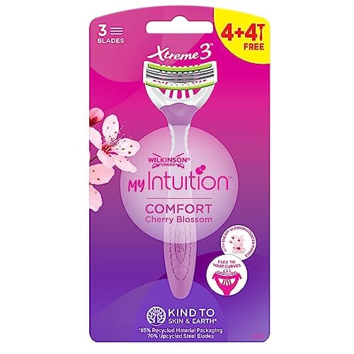 Image of Wilkinson Sword Xtreme 3 Comfort Disposable Razor for Women, 3 Flexible Blades, with Moisturising Coconut Oil, Pack of 4 + 4