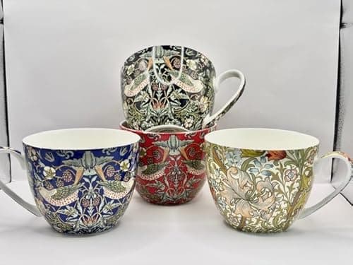 Image of heritage Fine Bone China Mugs,Large Breakfast Cups, William Morris Designs