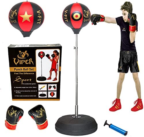 Image of Viper Kids Punching Bag Set Freestanding Boxing Ball Adjustable 4FT with Gloves | Junior Boxing Set | Junior Reflex Punch Ball for Fitness Training