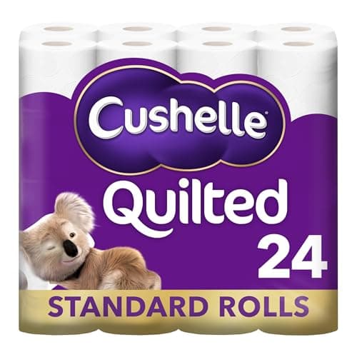 Image of Cushelle Quilted Toilet Roll 24 Standard Rolls, 3ply Toilet Paper,