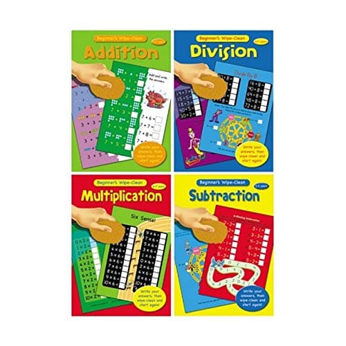 Image of The Home Fusion Company Beginner's Wipe Clean Multiplication Division Addition Subtraction 3-5 years 5-7 years Educational Fun, 3-5 years Addition & Subtraction Set