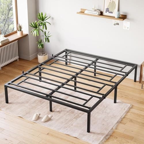 Image of Aptliton 4ft6 Double Size Bed Frame, Metal Platform Bed with Heavy Duty Steel Slat Support/No Box Spring Needed/Noise Free/Under-bed Storage/Esay Assembly/Black