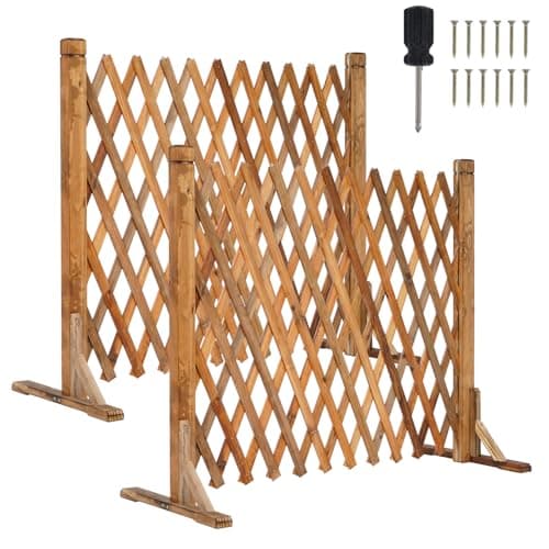 Image of uyoyous 2Pack Expanding Fence Trellis Wood Extendable Garden Trellis Panels Length 34-160cm Freestanding Foldable Garden Screen Panel for Patio Lawn Animal Safety Gate Decoration