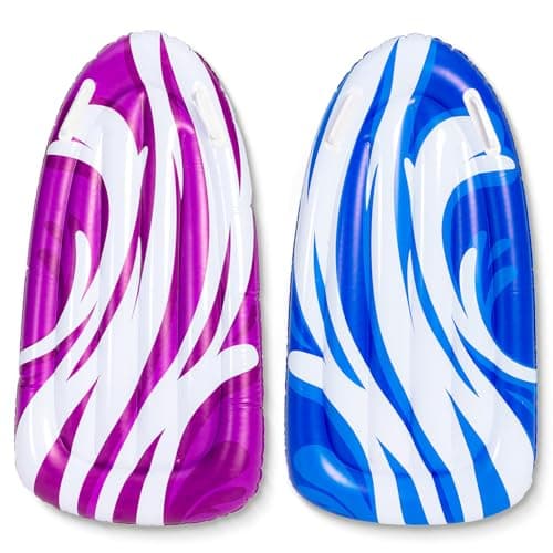 Image of JOYIN 2 Pack Inflatable Body Boards for Water Slides, Body Board for Lawn Waterslides, Pool Inflatables for Kids, Learn to Swim, Summer Water Fun Toy for Kids and Toddlers (Blue, Purple)