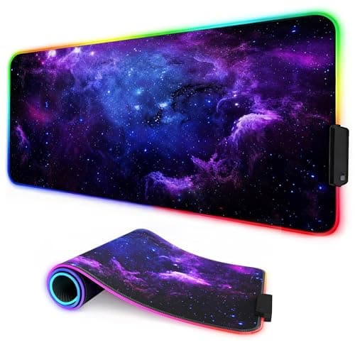 Image of TEKXDD RGB Gaming Mouse Pad, Mouse Mat Large 900x400x5mm 13 LED Light Modes, Large Mousepad with Premium Micro-Weave Surface, Non-Slip Mouse Mat, Keyboard and Mouse Pad for Desk, Gaming, Office