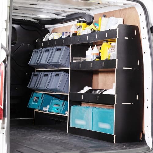 Image of Van Racking & Shelving for VW Volkswagen Transporter T7 SWB (L1) 2025+ Heavy Duty HEXABOARD Van Storage System - Tool Storage Shelves & Work Van Organisation - Driver Side