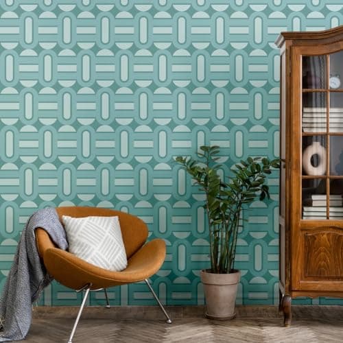 Image of A.S. Création Retro 70's Shapes Wallpaper Turquoise/Blue/Light Blue Retro Chic 395364 8.50m x 0.53m Paste The Wall