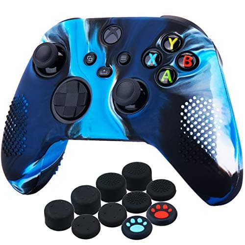 Image of YoRHa Dots Cover Skin Case for Xbox Series X/S Controller x 1(Camouflage Blue) with Thumb Grips x 10