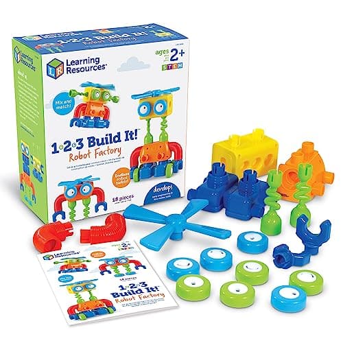 Image of Learning Resources 1-2-3 Robot Factory, Fine Motor Toy, Robot Building Set, Ages 2+