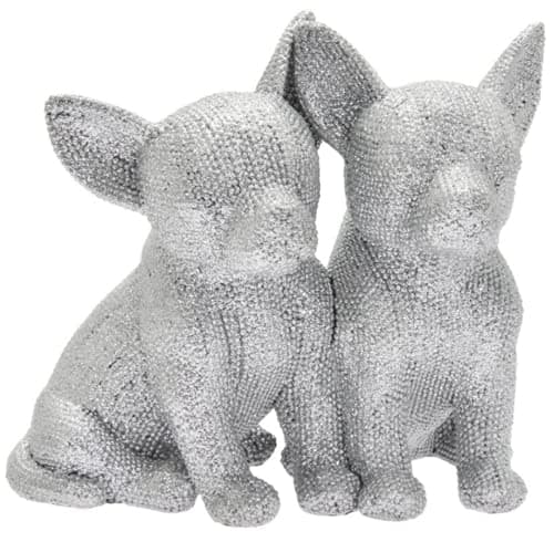 Image of Lesser & Pavey Two Chihuahuas silver glitter diamante ornament figure decoration Dog lover gift