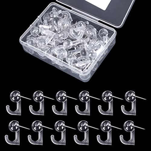 Image of TIESOME Clear Push Pins, 50 Pcs Drawing Pins with Thumb Tacks Hook Thumb Tacks for Cork Thumbtacks for Photo Wall, Bulletin Board, Home Wall, Home Office School Supplies
