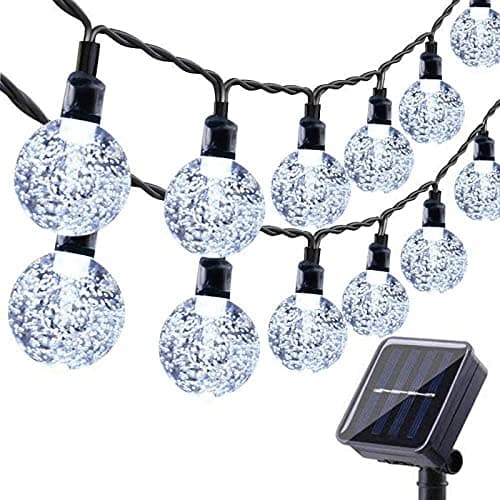 Image of Moxled Solar Garden Lights Outdoor, 36ft 60 LED Solar String Lights Waterproof, Solar Powered Crystal Ball Indoor/Outdoor Fairy Lights Decorative for Garden, Patio, Yard, Festival, Parties (White)