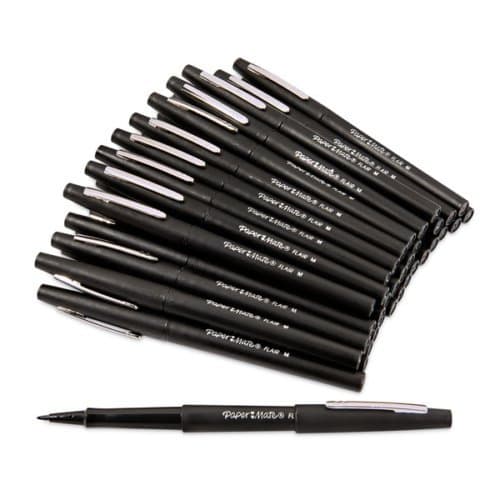 Image of Papermate Black Flair Fibre Tip Pens 0.8mm Line Pen (4)
