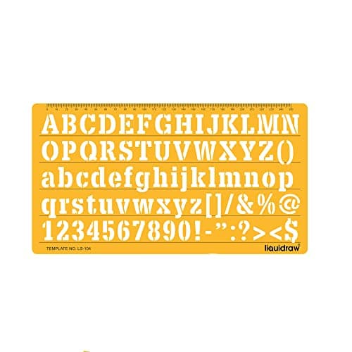Image of Liquidraw Letter Stencils for Calligraphy Crafts Bold Italic English Lettering Stencil Alphabet Number Symbols Drawing Template Capital Large, 20 mm & 15mm Letters (Bold)