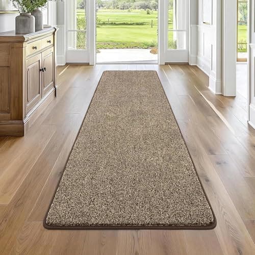 Image of Enyhom Non Slip Carpet Runners 80x150cm, Super Water Absorbent Runner Rugs for Hallway Machine Washable Polyester Floor Mat for Hall, Entryway, and Corridor,Khaki