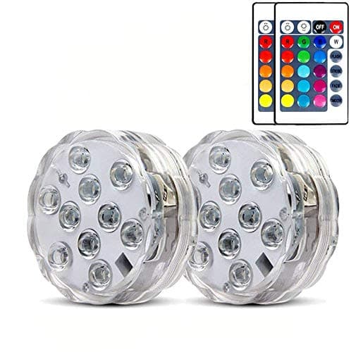 Image of 2 Pack Submersible LED Lights Waterproof Pool Lights Underwater with 16 Colors, Remote Control for Aquarium, Bath, Hot Tub, Swimming Pool and Party Decoration