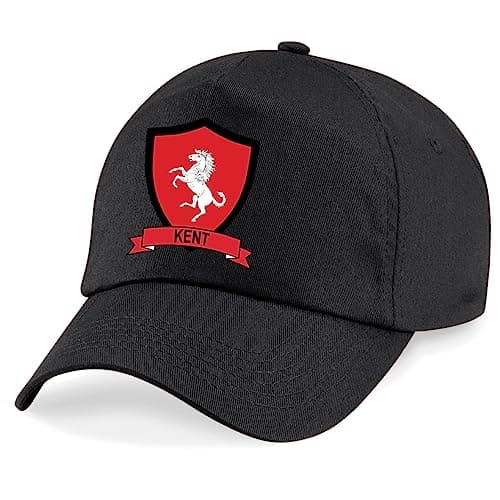 Image of Kent County Embroidered Baseball Cap Cricket Sport Your County Embroidery (Black)