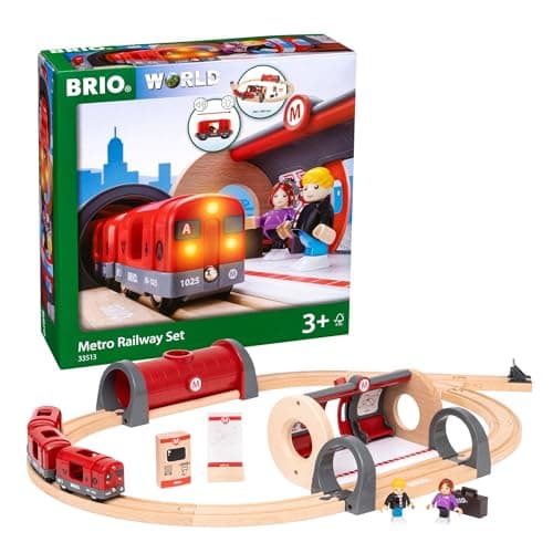 Image of BRIO World Metro Train Set for Kids Age 3 Years Up - Wooden Railway Accessories and Add Ons - Gifts for Boys and Girls