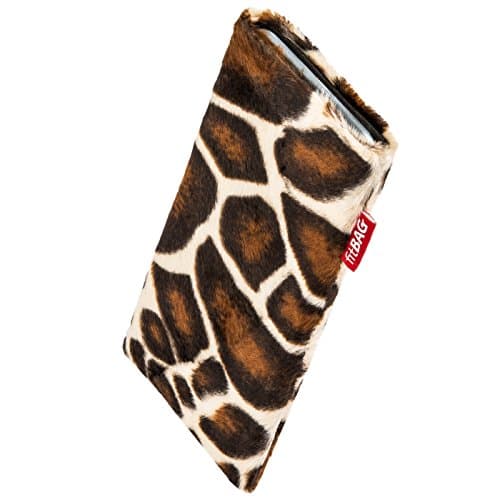 Image of fitBAG Bonga Giraffe custom tailored sleeve for Apple iPhone 3Gs 32GB 32 GB | Made in Germany | Fine imitation fur pouch case cover with MicroFibre lining for display cleaning