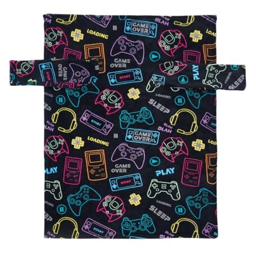 Image of OHS Wearable Blanket Kids Gaming, Ultra Soft Snuggle Blanket for Boys Girls Fleece Blanket Hands Free Sleeves for Gaming Relaxing TV - Black, 125cm x 100cm