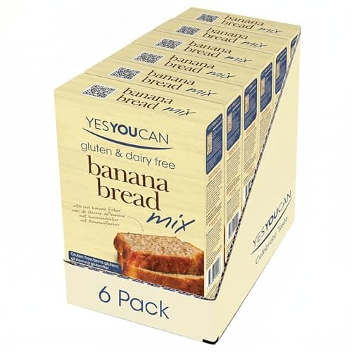 Image of YES YOU CAN Banana Bread Mix – Gluten Free, Dairy Free, Egg Free, Vegan, 6 x 400 g – Soft, Moist, Homemade Style Banana Bread with Natural Banana Flakes, Cinnamon