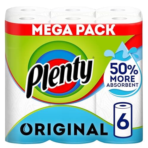 Image of Plenty Kitchen Roll, 6 Rolls, 2-Ply Tissue