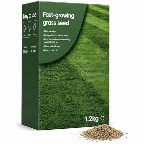 Image of Premium Fast Growing Grass Seeds 1.2Kg - Covers 60m² for Overseeding Lawn, Hard Wearing & Pet Friendly Lawn Seed with Dwarf Perennial Ryegrass and Strong Creeping Red Fescue