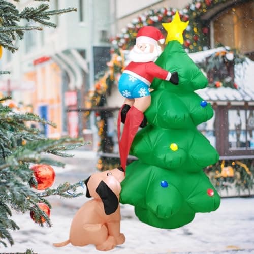 Image of 1.8M Giant Inflatable Christmas Tree Decorations Blow Up Santa Claus Inflatable Christmas Tree with Built-In LED Lights Xmas Inflatable Party Decoration for Indoor Outdoor (Xmas-Tree)
