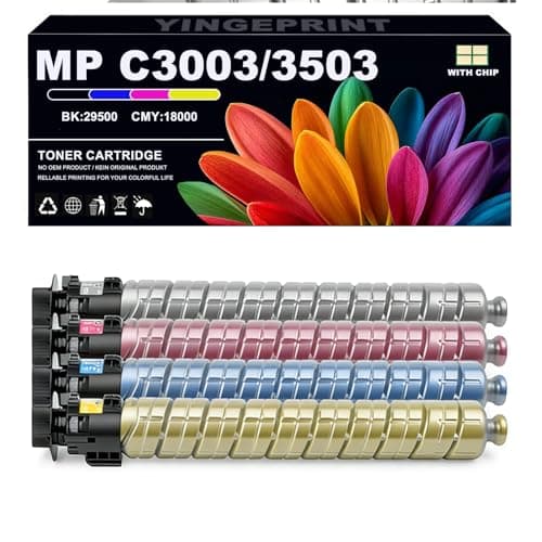 Image of Toner Cartridge Compatible with Ricoh Aficio MP C3003 C3003SP C3503 C3503SP C3004 C3004SP C3504 C3504SP References 841817 841818 841819 841820 Replacement Kit (4-Pack. Black Cyan Magenta Yellow)