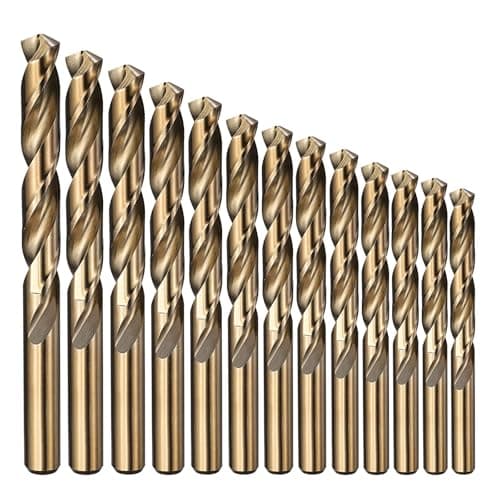 Image of PATIKIL 13 Pack 1mm-13mm Drill Bit Set, Jobber Straight Shank Bits Kit M2 High-Speed Steel for Metal Steel Wood 135 Degree Split Point Gold Finish