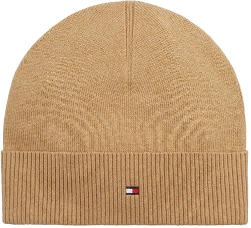 Image of Tommy Hilfiger Men's TH Flag Lightweight Beanie AM0AM14068 Beanie, Beige, One Size