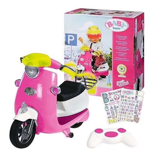Image of BABY born Glam RC Scooter for 43cm Dolls - Remote Control Toy - Easy for Small Hands, Creative Play Promotes Empathy & Social Skills - For Toddlers 3 Years & Up - Includes Two Sticker Sheets