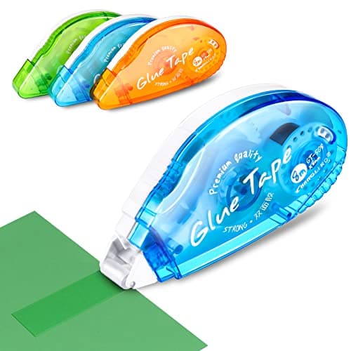 Image of Pinenuts Glue Roller, 8m x 8mm Adhesive Glue Tape Roller, 3 Pcs Adhesive Tape Pen Runner Dots Double Sided Tape Dispenser for Card Making, Journal and Scrapbooking